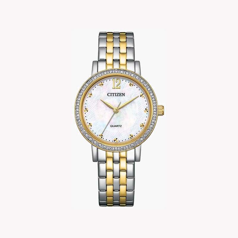 Citizen Women's Silver & Gold Watch, White Dial | El3104-54d by i-watch