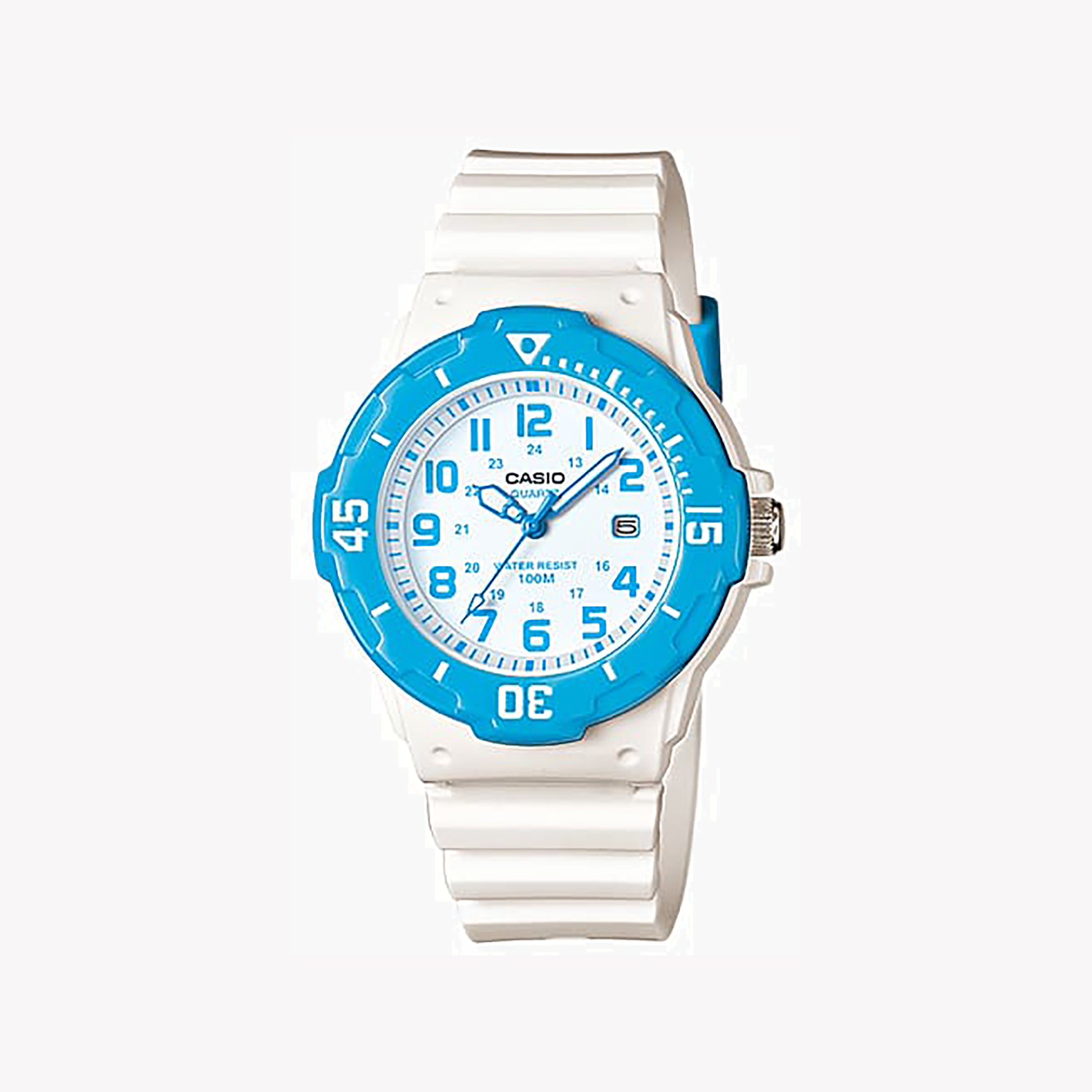CASIO Women's Watch with Blue Resin Case and White Resin Band