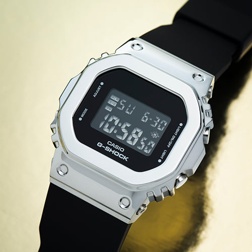 CASIO G-SHOCK GM-S5600-1DR - SLIM SILVER SPECTRUM Women's Watch with black resin band and striking silver case-i-Watch-4