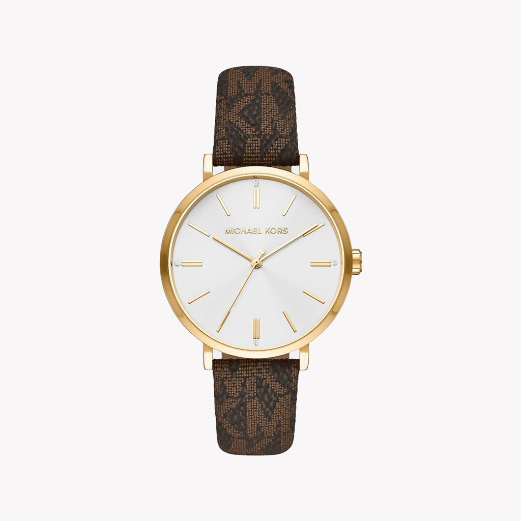 MICHAEL KORS MK2945 CHIC GOLD & BROWN LEATHER WOMEN'S TIMEPIECE - MODERN ELEGANCE UNVEILED