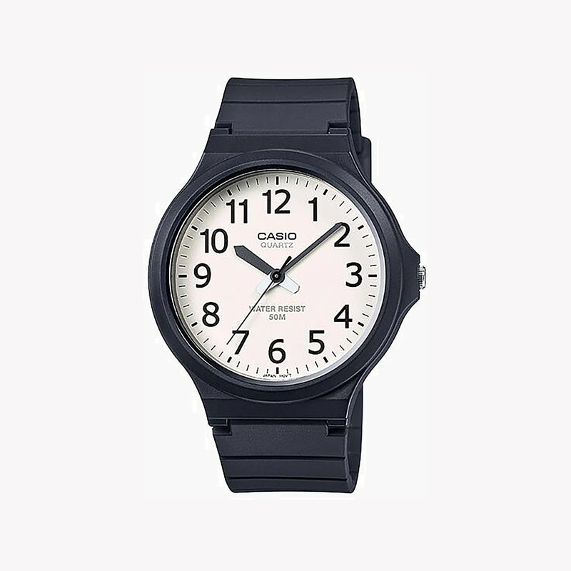 Casio Men's Black Resin Watch, White Dial | Mw-240-7bv by i-watch