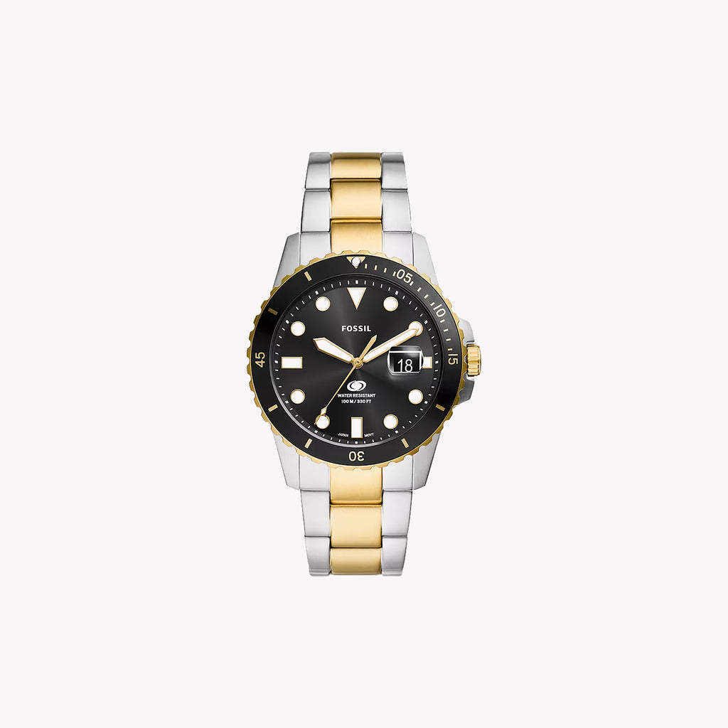 FOSSIL FS6031 TIMEPIECE - ELEGANT STAINLESS STEEL MEN'S WATCH WITH BLACK DIAL & GOLD ACCENTS