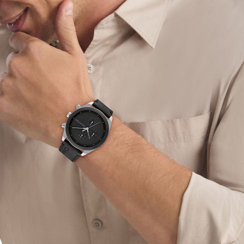 CK CALVIN KLEIN BLACK ELEGANCE - MODERN STAINLESS STEEL MEN'S WATCH with sleek leather band and bold dial-i-Watch-4