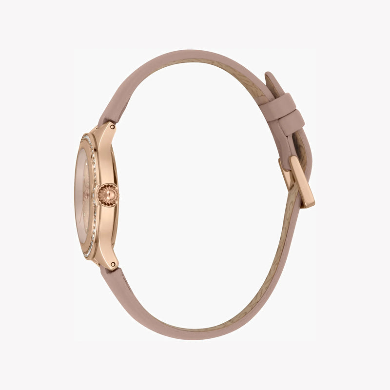 Esprit Women's Pink Leather Watch, Rose Gold Dial | Es1l181m0055 by i-watch