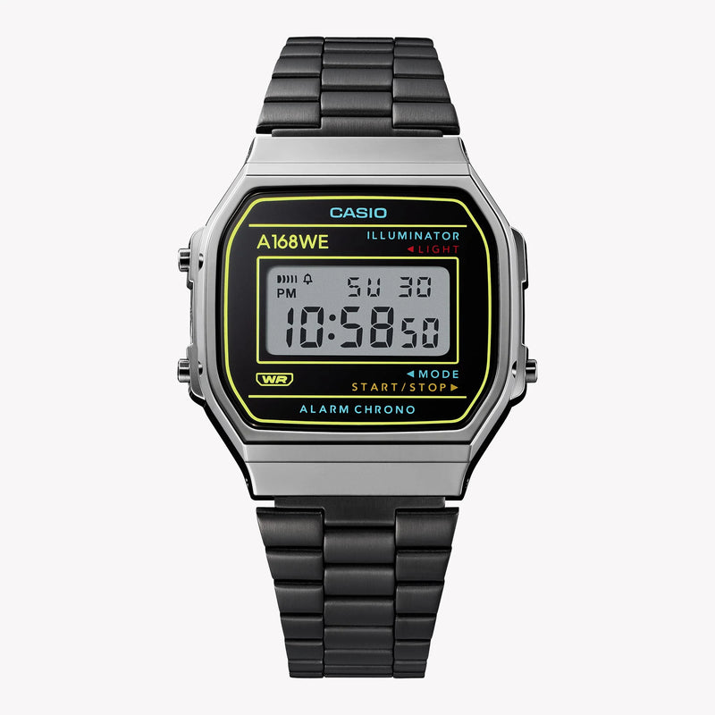 CASIO A168WEHB-1A SPORTY DIGITAL TIMEPIECE - MODERN STYLE & FUNCTIONALITY Unisex Watch with chrome plated case and vibrant blue backlight-i-Watch-3