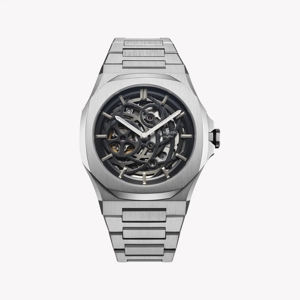 D1 MILANO Men's Silver Stainless Steel Watch, Black Dial | D1-SKBJ10 by i-watch