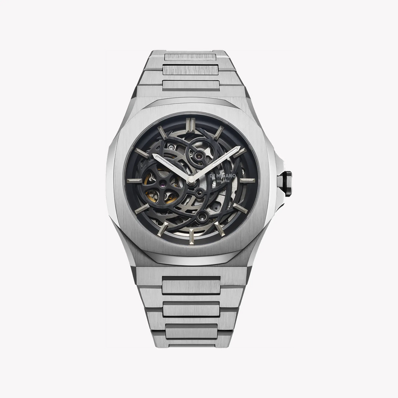 D1 MILANO Men's Silver Stainless Steel Watch, Black Dial | D1-SKBJ10 by i-watch
