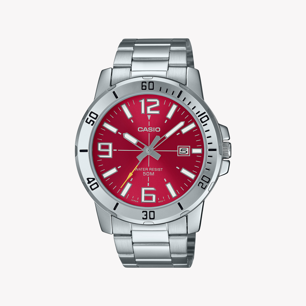 CASIO MTP-VD01D-4BVUDF ADVENTURE READY - SPORTY ELEGANCE MEN'S WATCH with Red Dial and Stainless Steel Band-i-Watch-2
