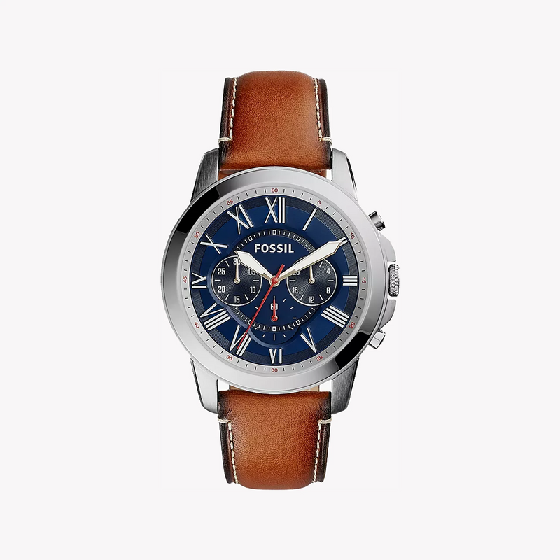 Fossil Men's Silver Stainless Steel, Brown Leather | Fs5210 by i-watch