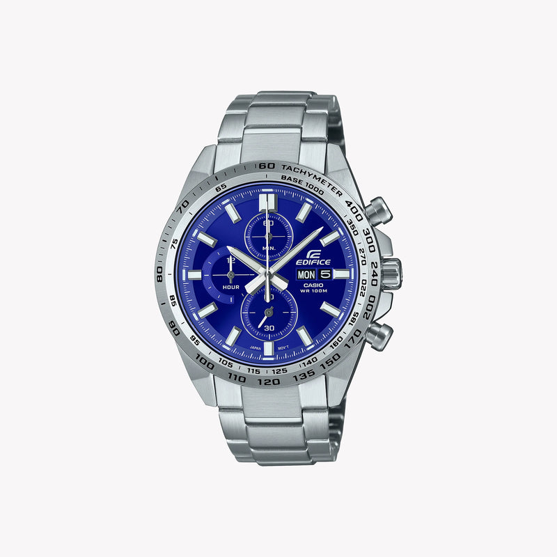 Casio Men's Silver Stainless Steel Watch, Blue Dial | Efr-574d-2avuef by i-watch