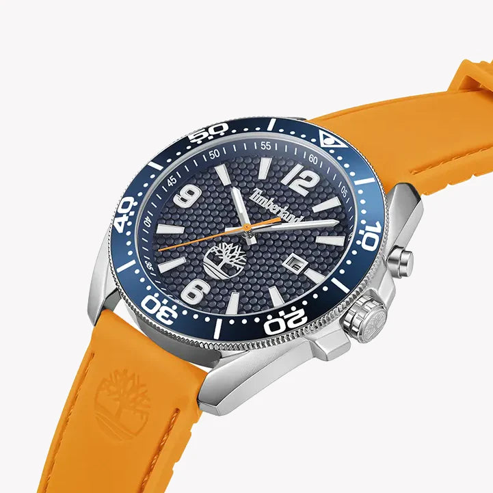 Timberland Men's Orange Silicone Watch, Blue Dial | Tdwgn0010002 by i-watch