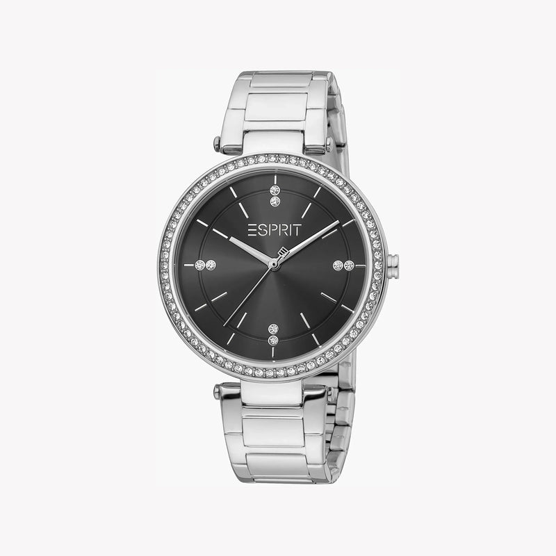 Esprit Women's Silver Stainless Steel Watch, Black Dial | Es1l100m0025 by i-watch