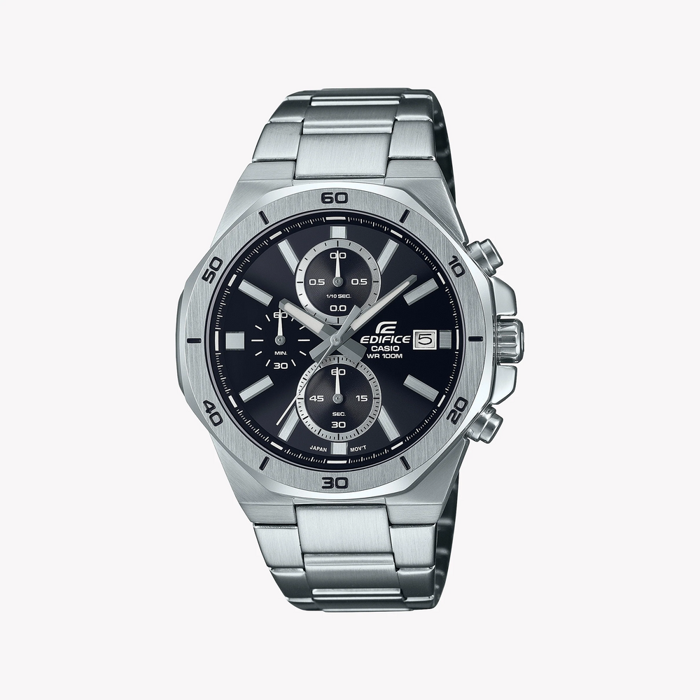 Casio Edifice Men's Silver Watch, Black Dial | Efv-640d-1avuef by i-watch