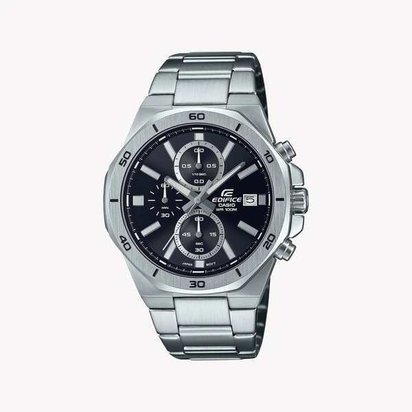 Casio Edifice Men's Silver Watch, Black Dial | Efv-640d-1avuef by i-watch