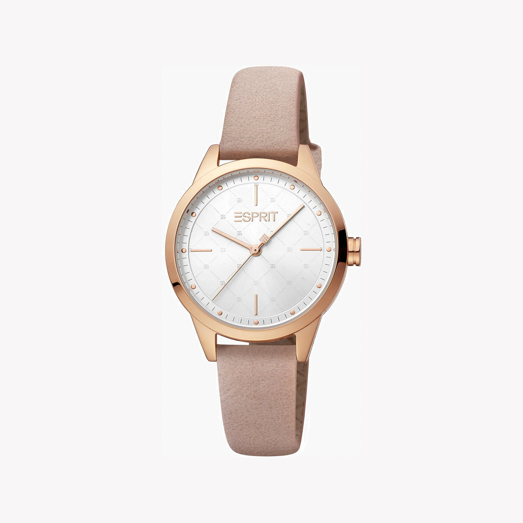 ESPRIT Women's Watch with Rose Gold Stainless Steel Case and Rose Faux Leather Band-i-Watch-2