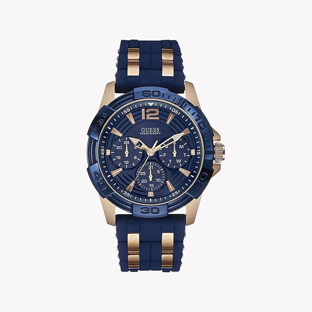 GUESS W0366G4 BOLD TIMEPIECE - STRIKING ROSE GOLD & BLUE DIAL MEN'S WATCH