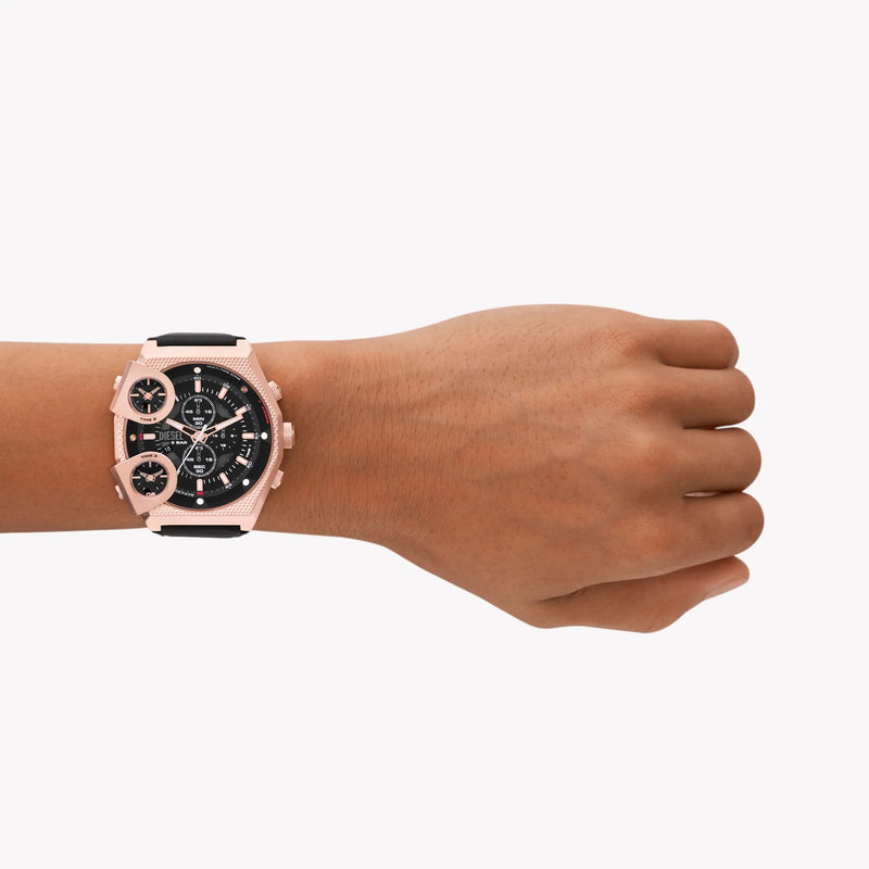 Diesel Men's Rose Gold Watch, Black Leather Band | Dz7475 by i-watch