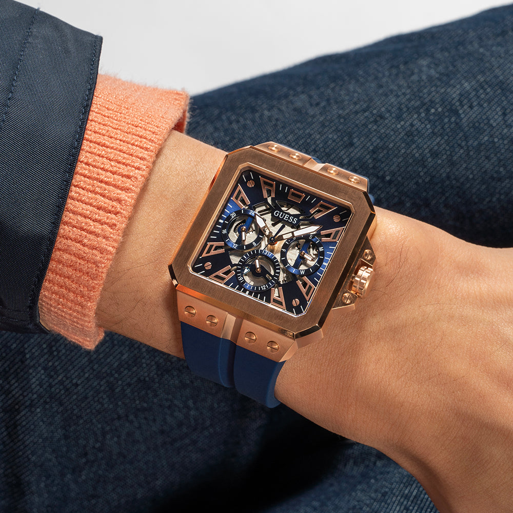 GUESS GW0637G3 BOLD SOPHISTICATION - MEN'S ROSE GOLD & BLUE DIAL WATCH-i-Watch-5