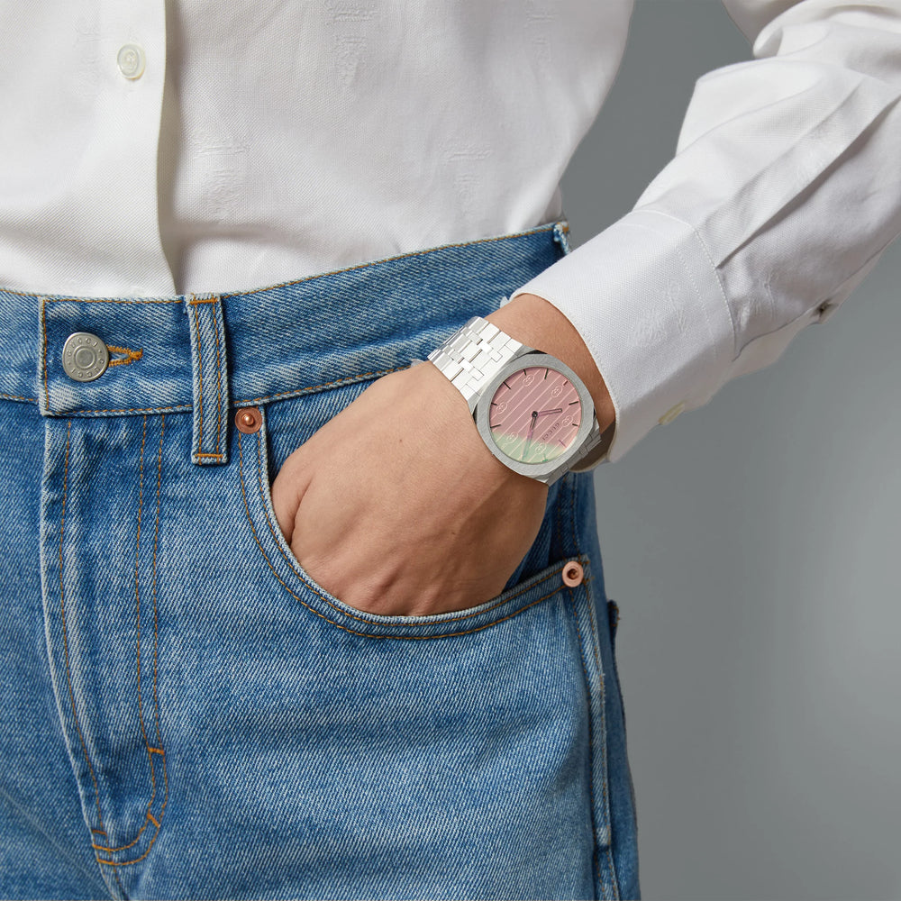 Gucci Women's Silver Stainless Steel, Pink Dial | Ya163410 by i-watch