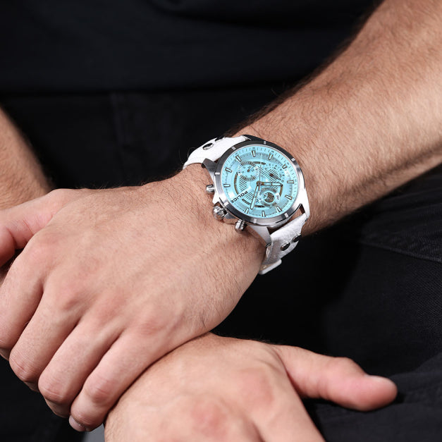 POLICE PEWJF0004603 - TIMELESS ELEGANCE FOR THE MODERN GENTLEMAN - BLUE DIAL & SILVER LEATHER-i-Watch-5