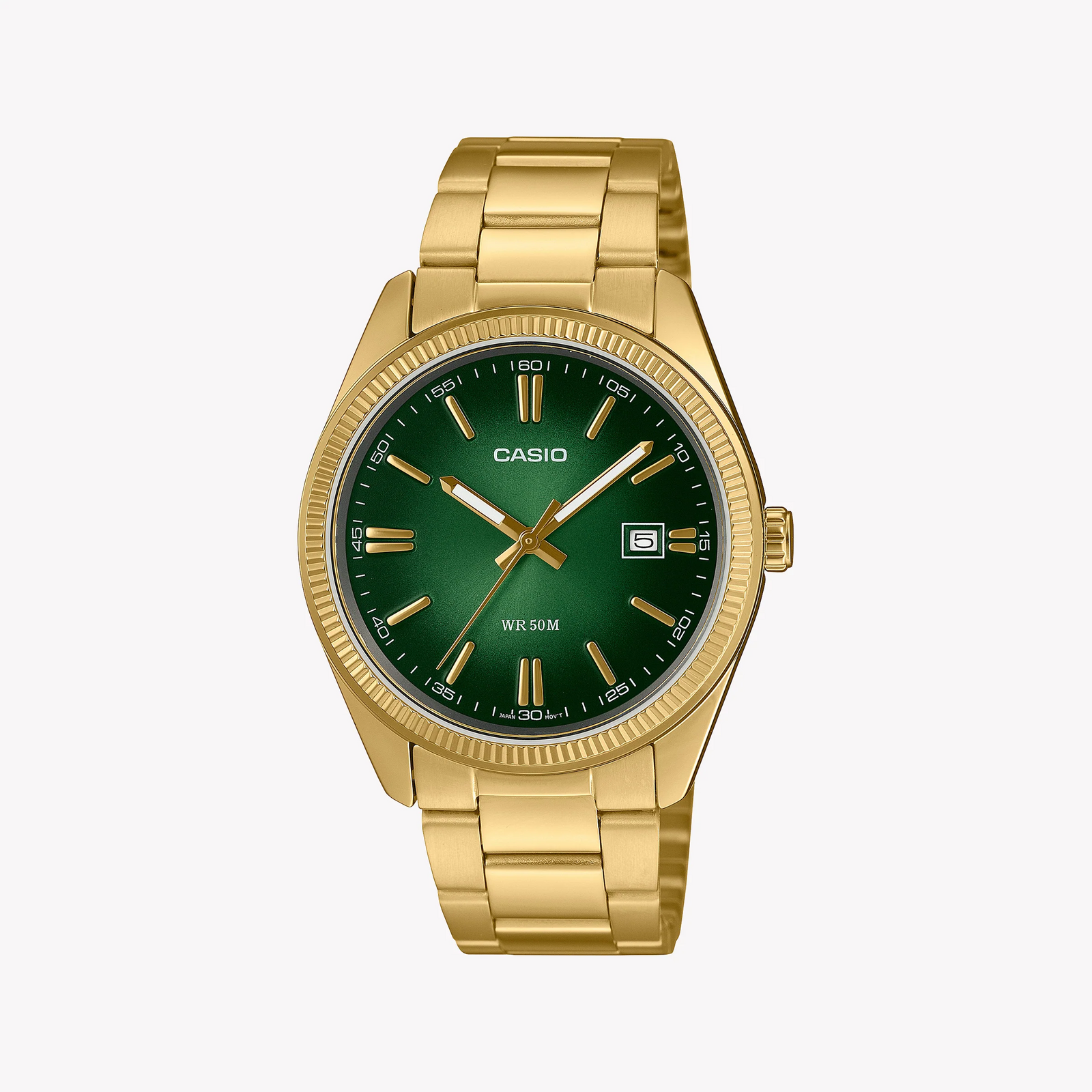 CASIO MTP-1302PGC-3AVEF - BOLD GREEN DIAL & GOLD ACCENT MEN'S WATCH