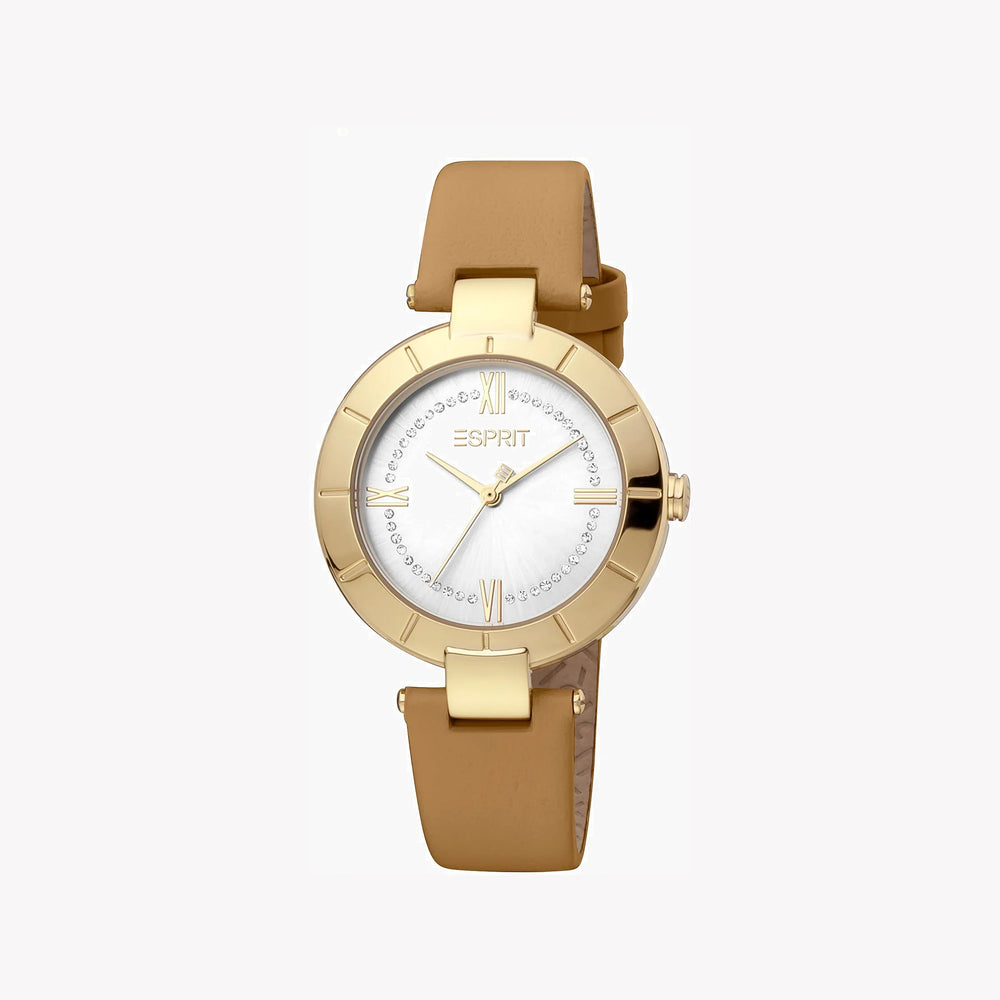 Esprit Women's Brown Leather Watch, Silver Dial | ES1L287L0025 by i-watch