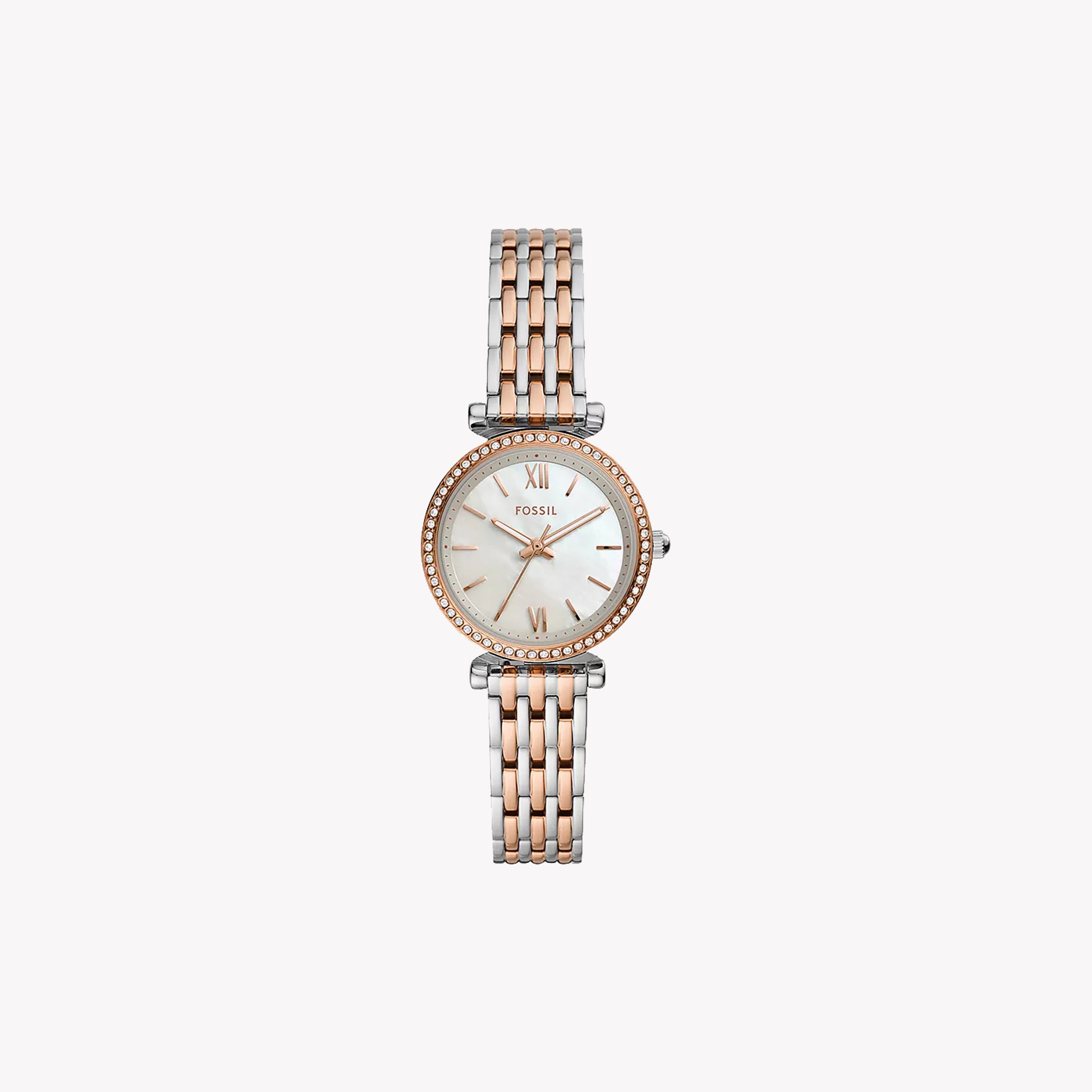 FOSSIL ES4649 - ELEGANT TIMEPIECE FOR THE MODERN WOMAN - TWO TONE STAINLESS STEEL & MOTHER-OF-PEARL DIAL