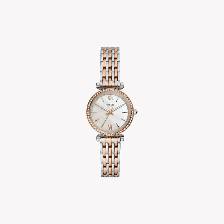 FOSSIL Women's Two Tone Silver & Gold Watch, White Dial | ES4649