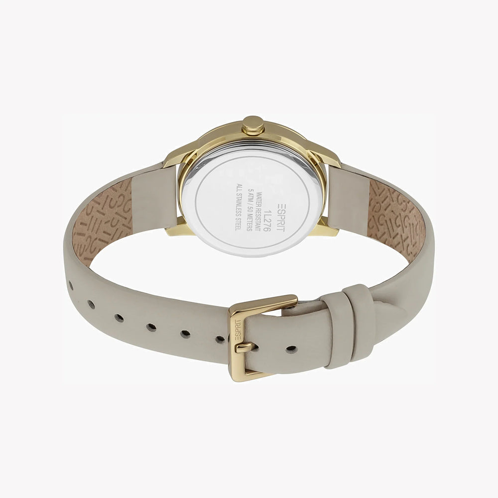Esprit Women's Beige Leather Watch, Silver Dial | Es1l208m0035 by i-watch