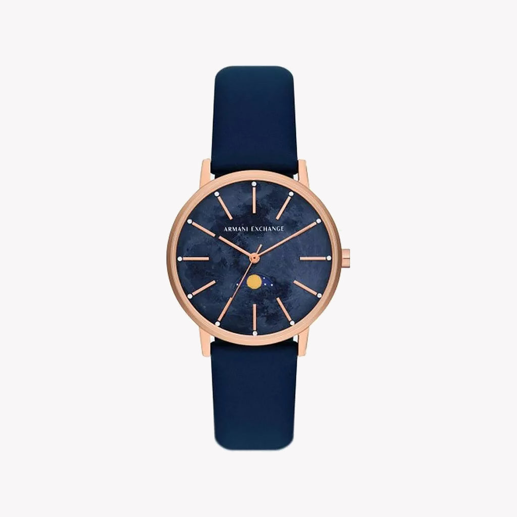 ARANI EXCHANGE AX7149SET - MODERN ROSE GOLD & BLUE LEATHER WOMEN'S WATCH