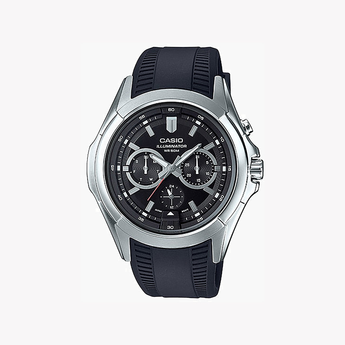 CASIO MTP-E204-1AVDF ADVENTURE READY - RUGGED ELEGANCE MEN'S WATCH with black dial and silver case