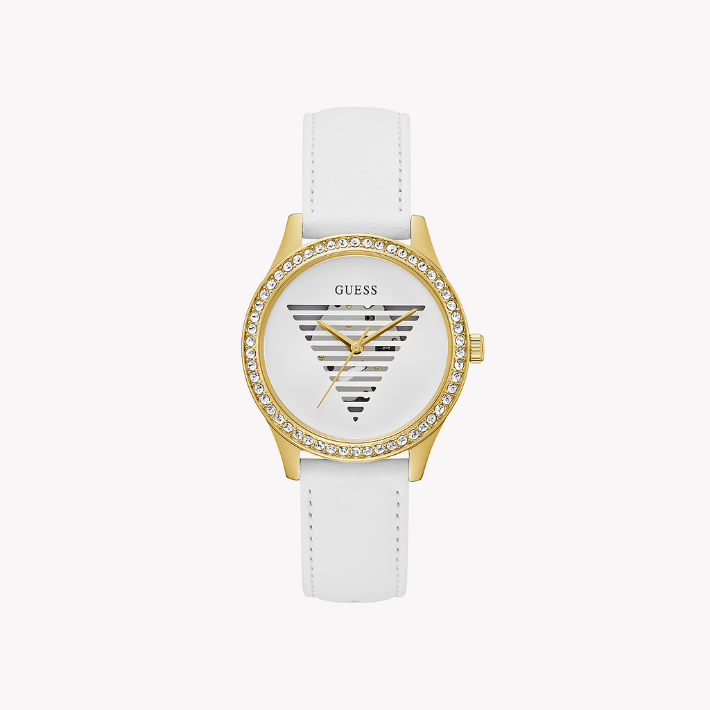 GUESS GW0596L1 LUXE TIMEPIECE - CHIC GOLD & WHITE ELEGANCE for the Modern Woman