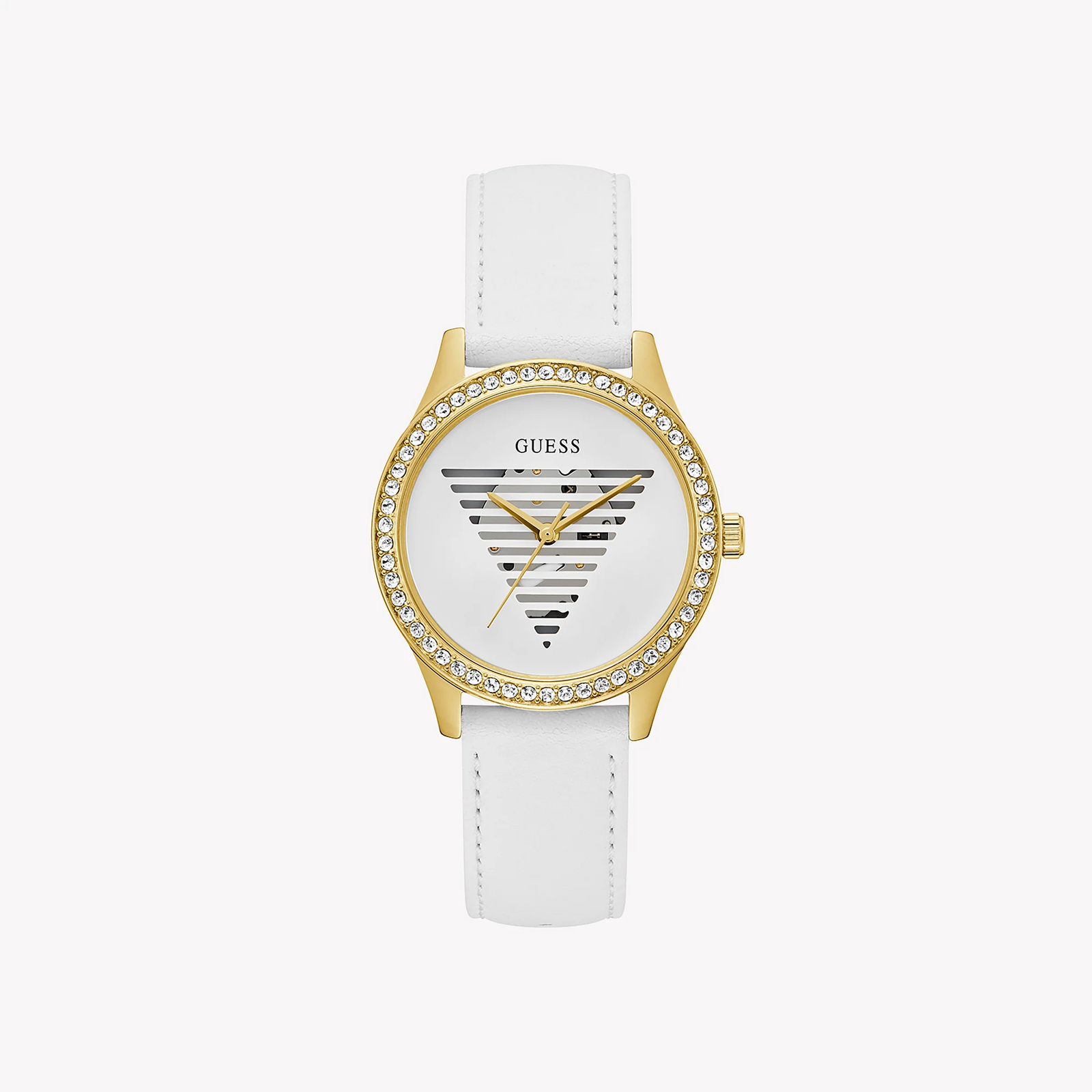 Guess Women's Gold Stainless Steel Watch, White Leather | Gw0596l1 by i-watch