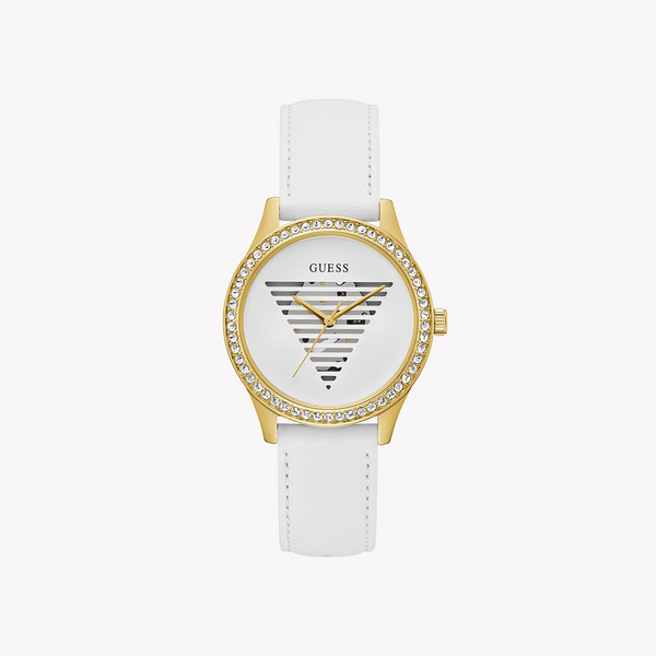 Guess Women's Gold Stainless Steel Watch, White Leather | Gw0596l1 by i-watch