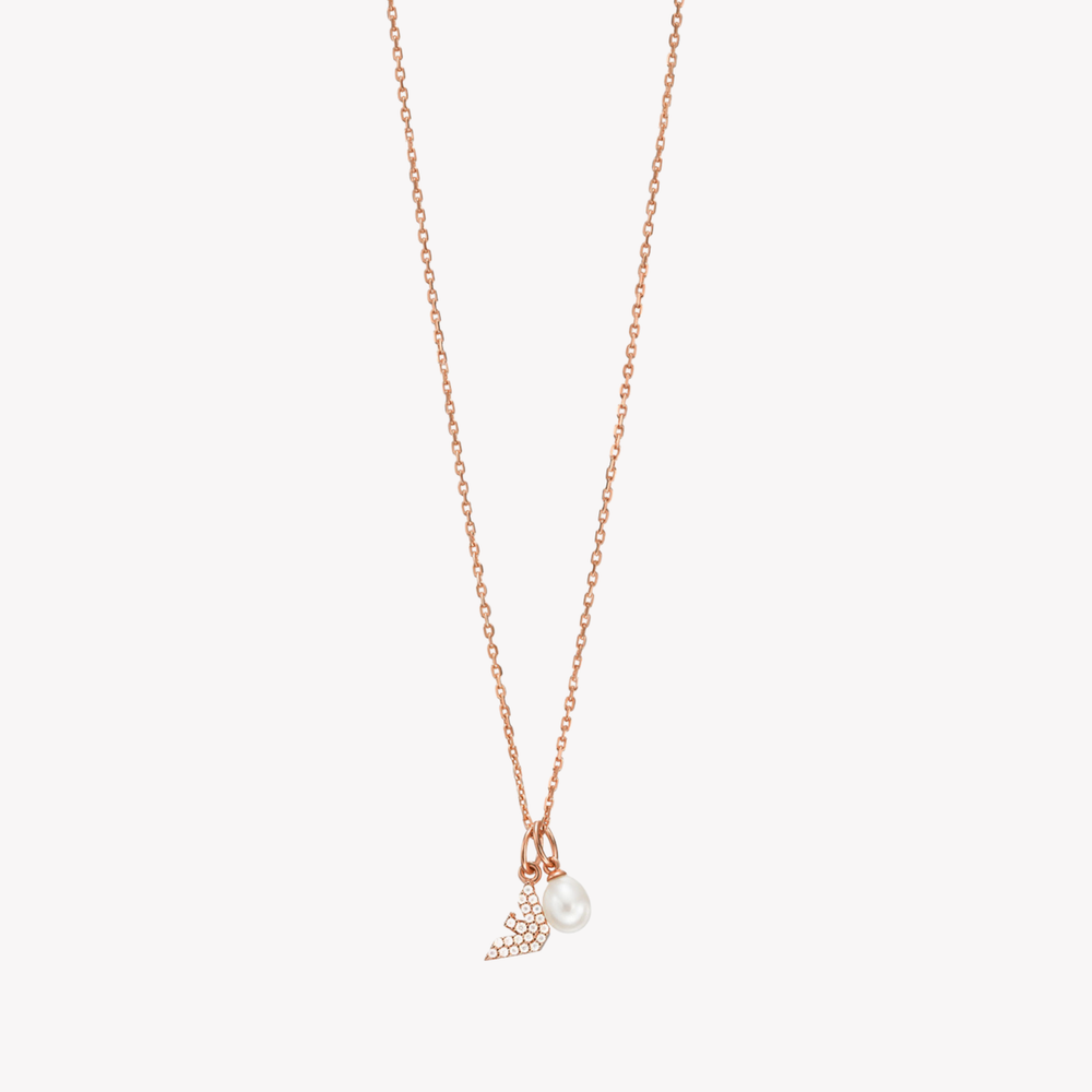 Emporio Armani Women's Rose Gold Necklace, Mother of Pearl Eagle Pendant | EG3573221