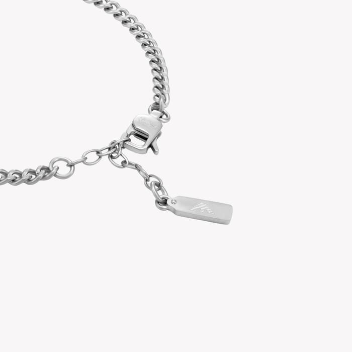 Emporio Armani Men's Silver Bracelet, Stainless Steel ID Plate | EGS3189040
