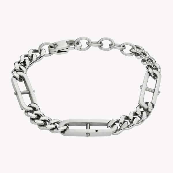 Fossil Men's Silver-Tone Chain Bracelet, Heritage D-Link | JF04342040