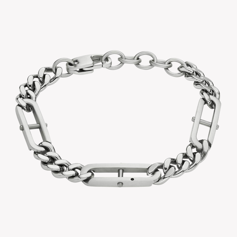 Fossil Men's Silver-Tone Chain Bracelet, Heritage D-Link | JF04342040