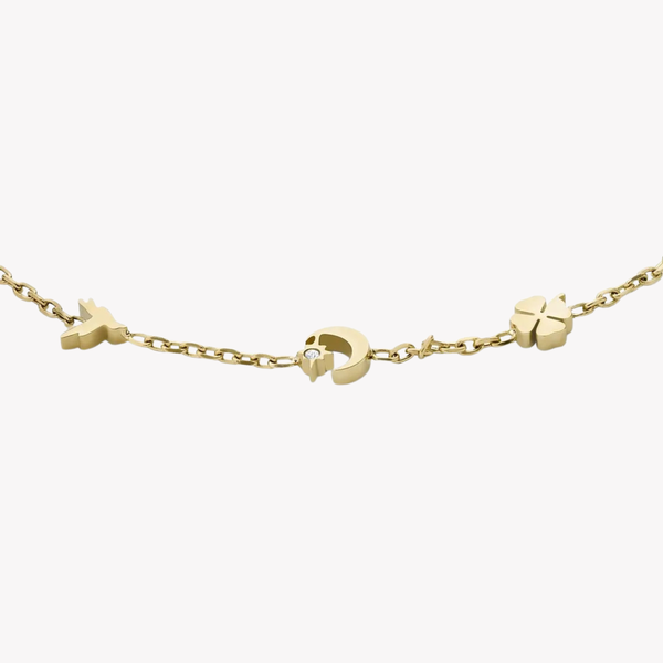 Fossil Women's Gold-Tone Bracelet, Cubic Zirconia Accents | JF04119710