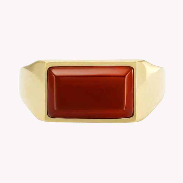 Fossil Jewels Men's Gold Ring, Red Agate Centerpiece | JF04605710512