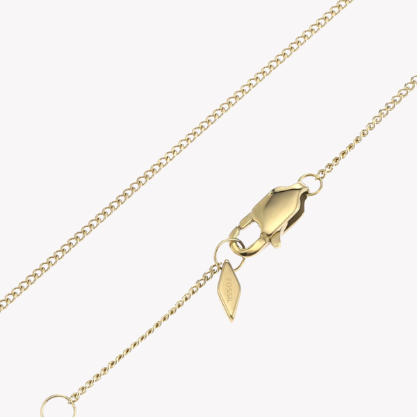 Fossil Women's Gold-Tone Necklace, Bar Pendant with Cubic Zirconia | JF04019710