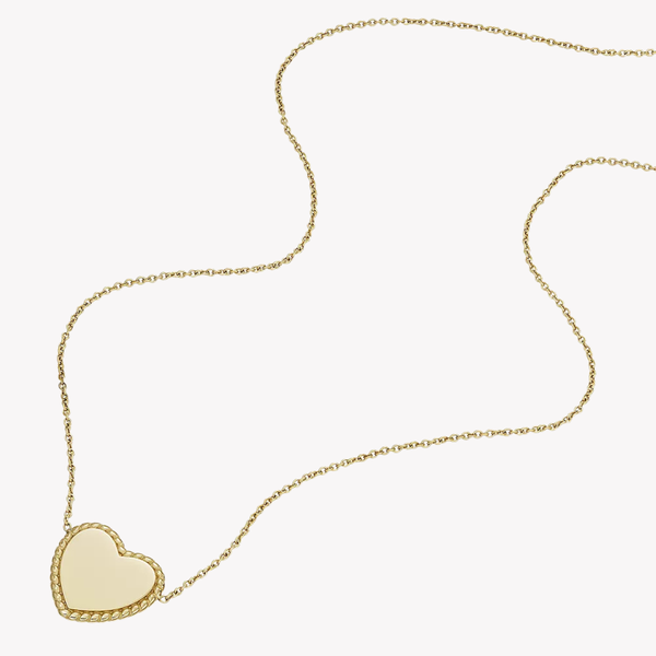 Fossil Women's Gold-Tone Necklace, Engravable Heart Pendant | JF04360710
