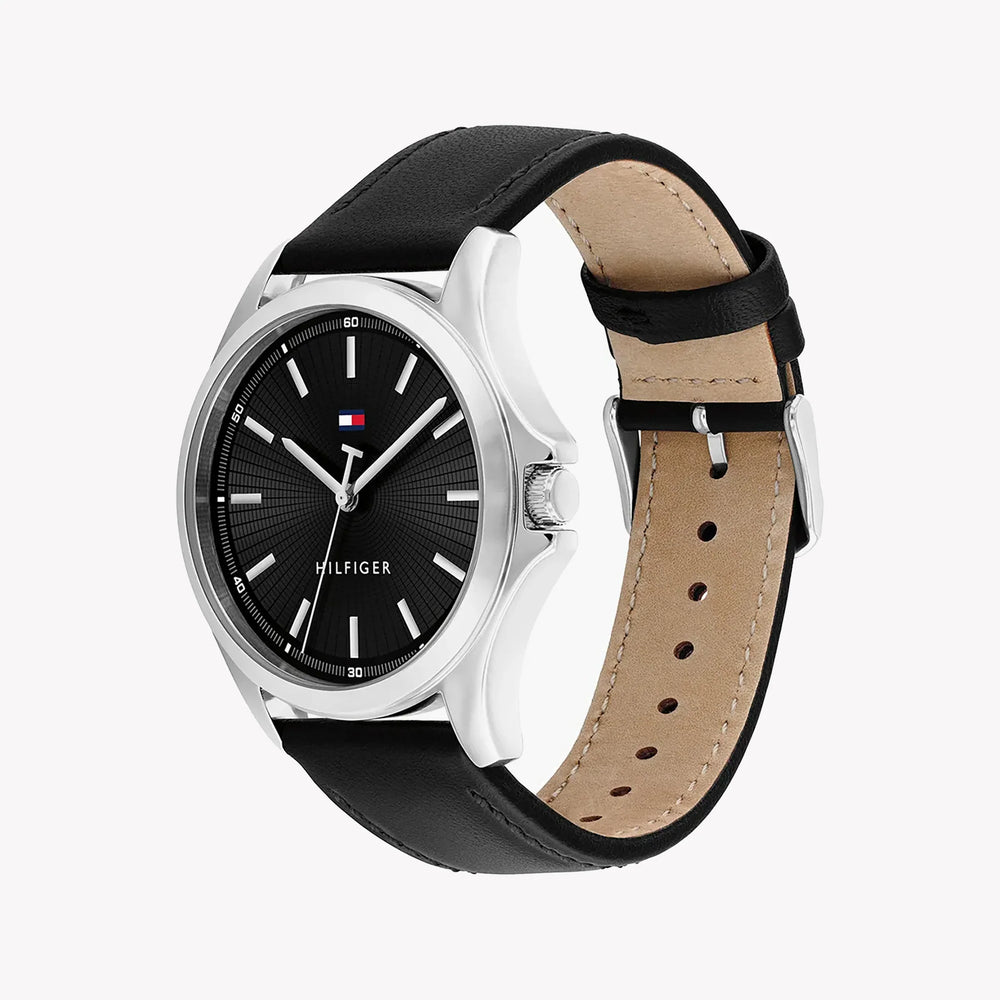 Tommy Hilfiger Men's Silver Watch, Black Dial | 1693566 by i-watch