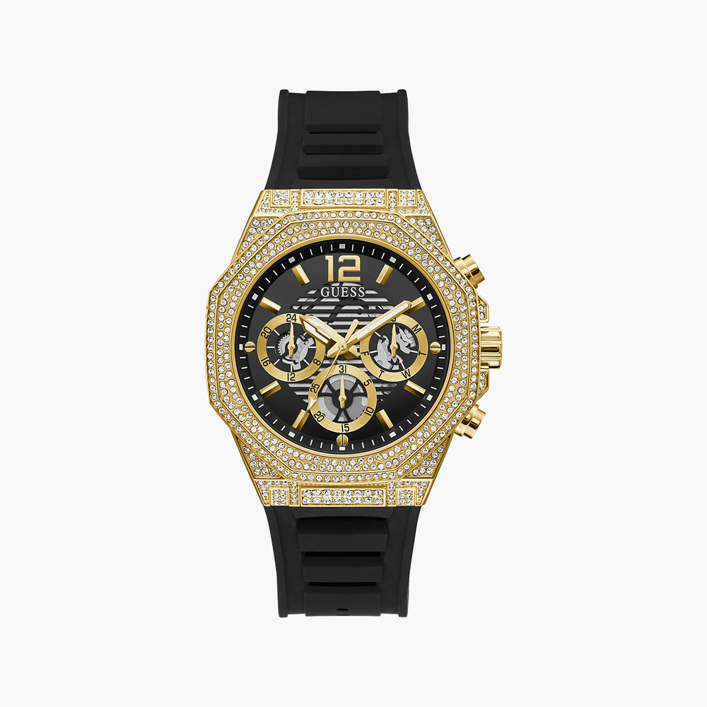 Guess Watches Men's Gold Silicone, Black Stainless Steel | Gw0518g2 by i-watch