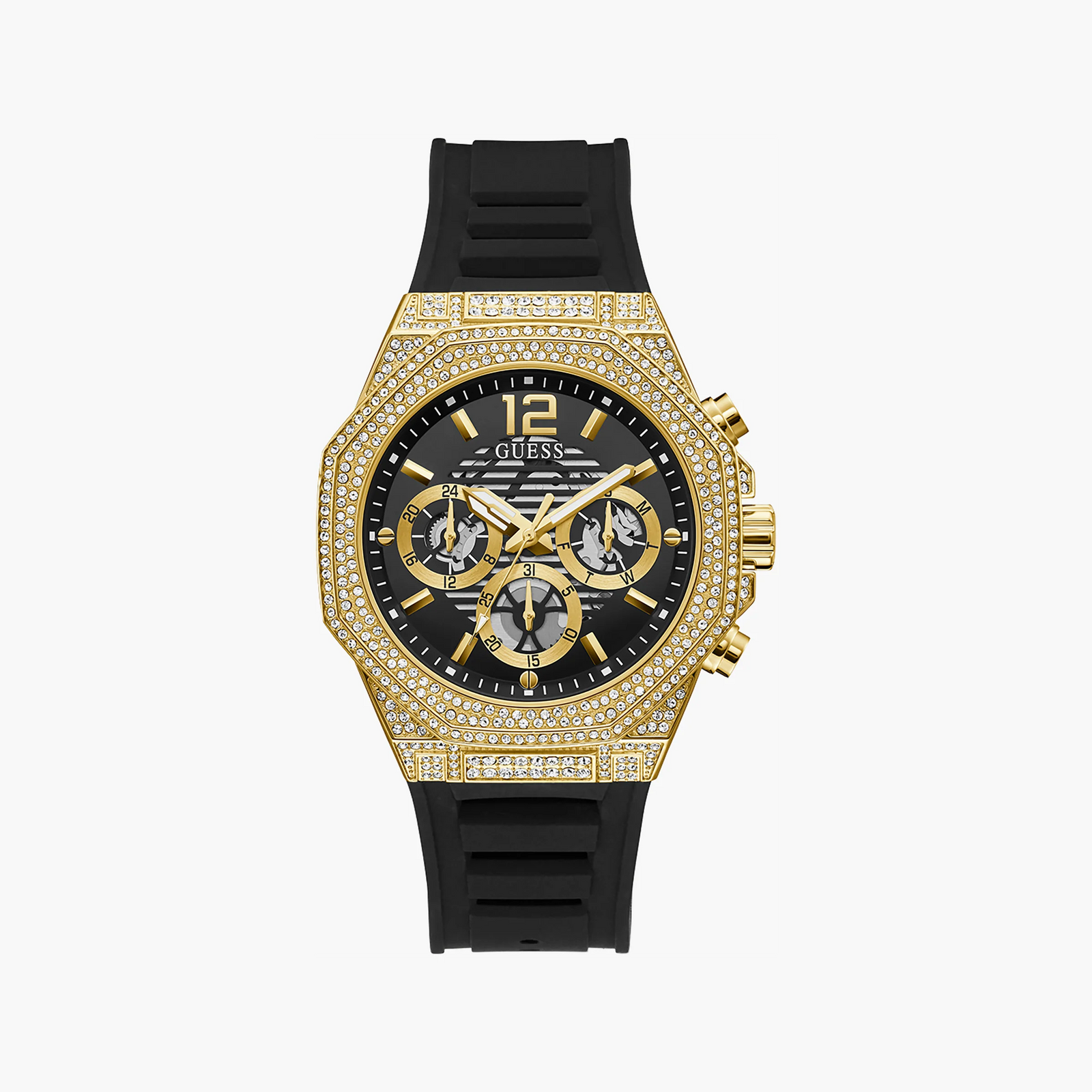 Guess Watches Men's Gold Silicone, Black Stainless Steel | Gw0518g2 by i-watch