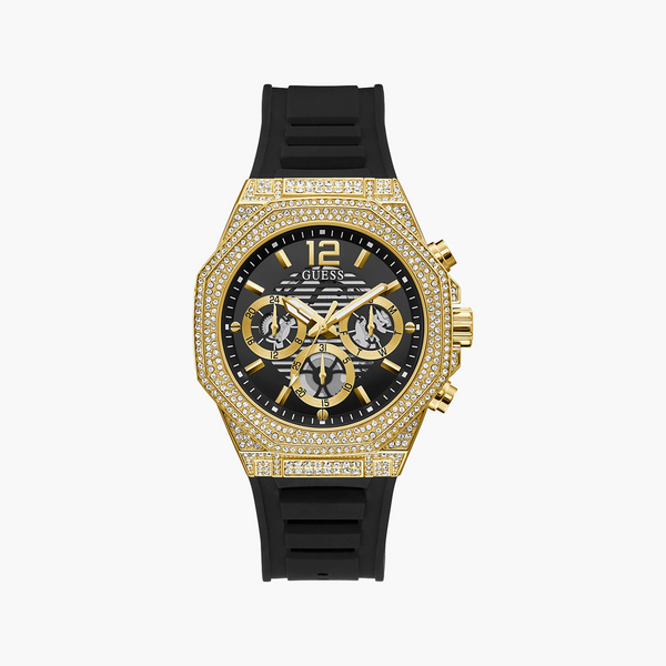 Guess Watches Men's Gold Silicone, Black Stainless Steel | Gw0518g2 by i-watch