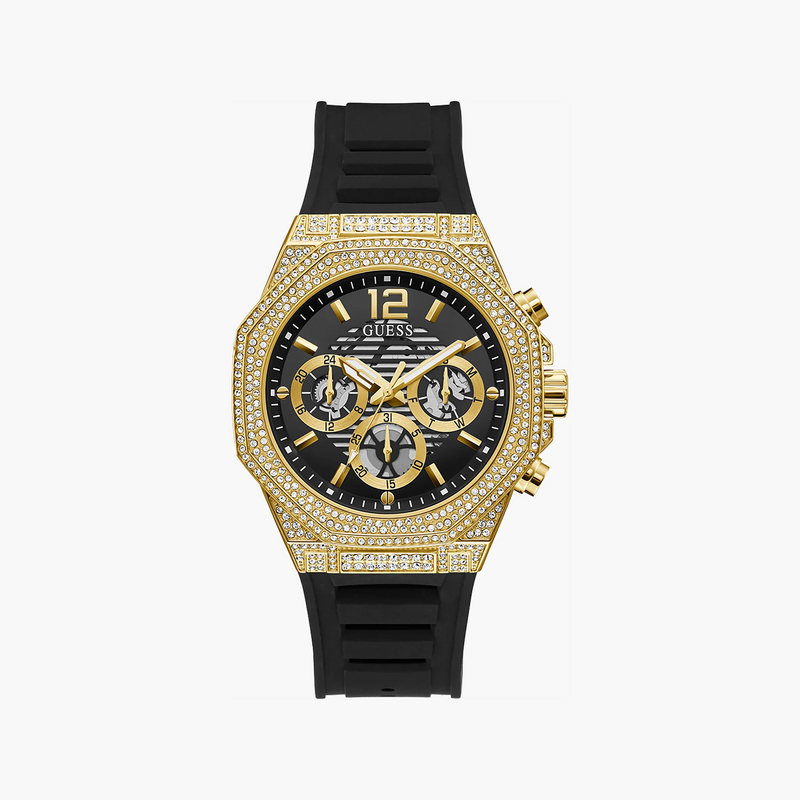 Guess Watches Men's Gold Silicone, Black Stainless Steel | Gw0518g2 by i-watch