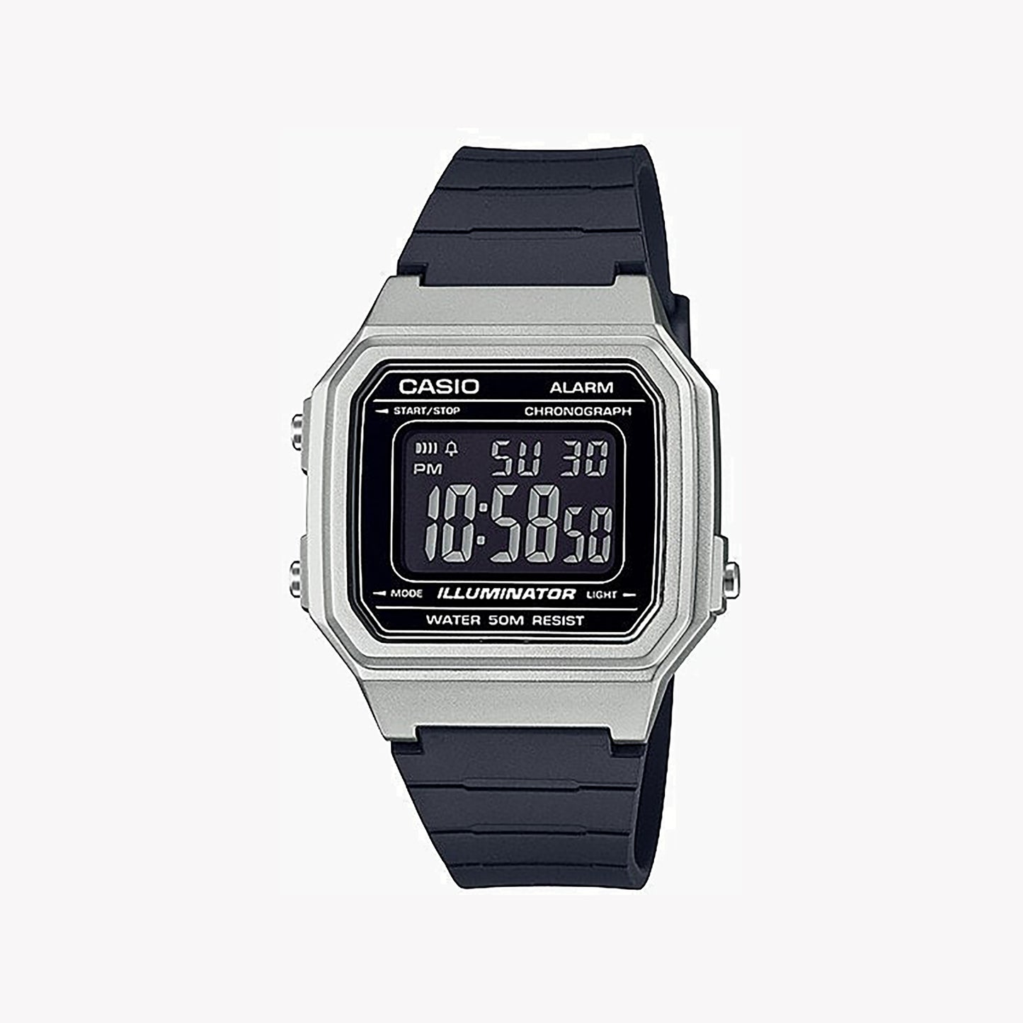 Casio W-217HM-7BV Digitale silberne Herrenuhr