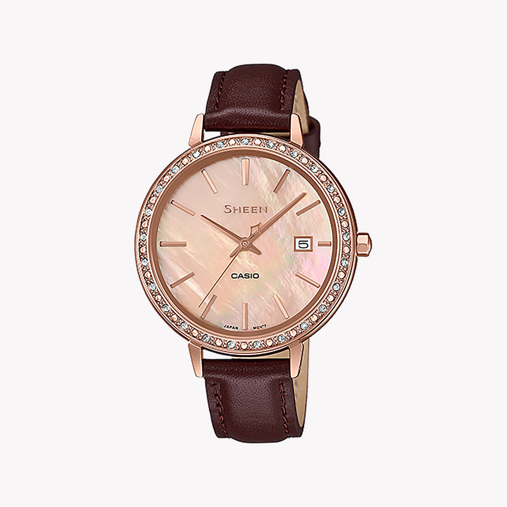 Casio She-4052pgl-4audf Elegant Versatility - Rose Gold Timepiece With Leather Band by i-watch