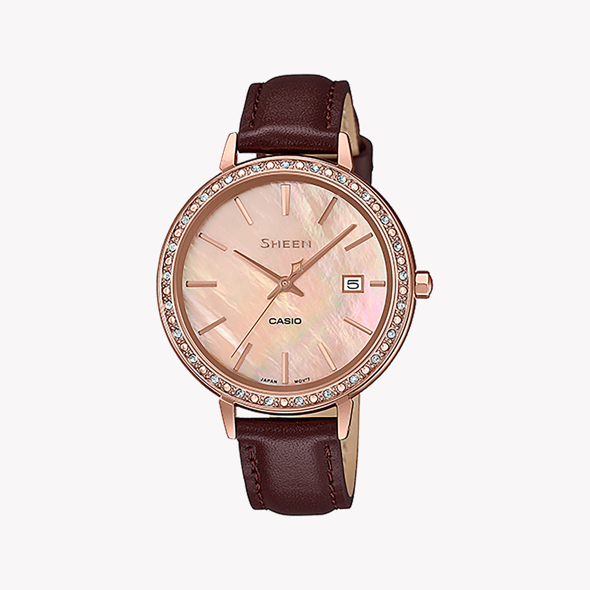 CASIO SHE-4052PGL-4AUDF ELEGANT VERSATILITY - ROSE GOLD TIMEPIECE WITH LEATHER BAND